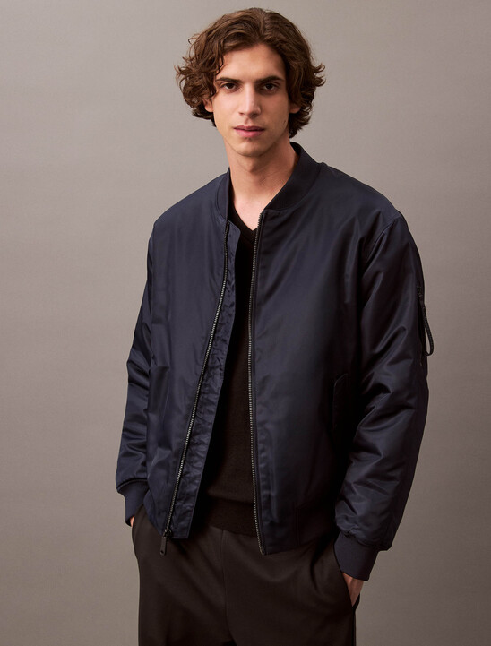 Padded Nylon Bomber Jacket