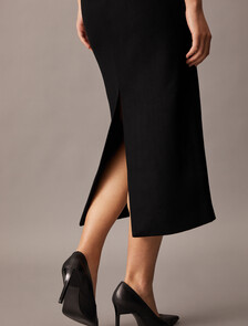 Brushed Wool Pencil Skirt, Black, hi-res