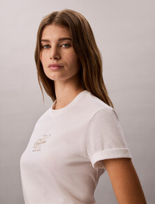 Glossy Metallic Logo T-shirt, Bright White, hi-res