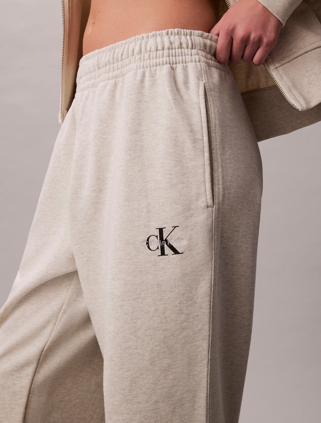 Relaxed Monogram Joggers, Vanilla Heather, hi-res