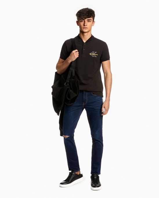 TWO TONE MONOGRAM SLIM POLO