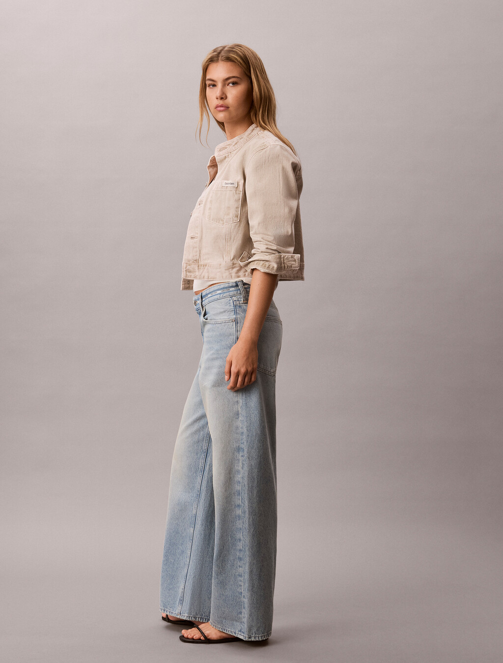 Low Rise Logo Tape Baggy Jeans, FRESH WATER, hi-res