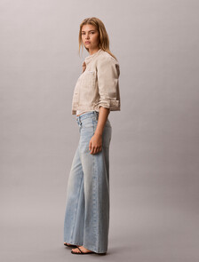 Low Rise Logo Tape Baggy Jeans, FRESH WATER, hi-res