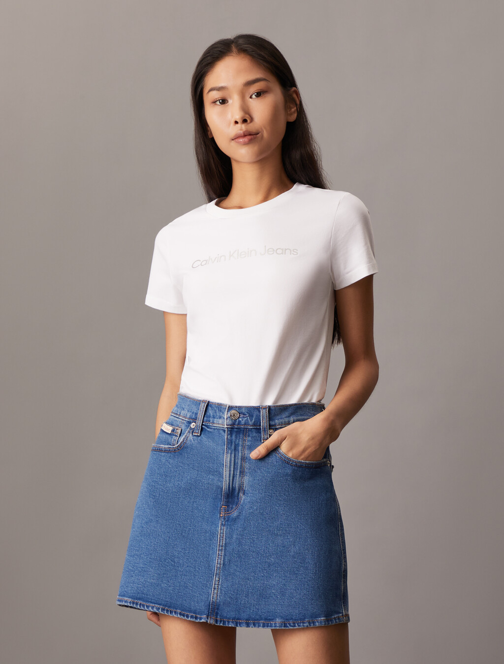 Institutional Logo Slim Tee, Bright White, hi-res