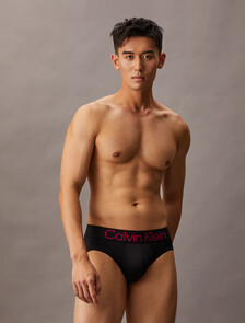 Microfiber Stretch Bold Logo Hip Brief 3 Pack, black w high rise logo/black w petunia pink logo/b, hi-res