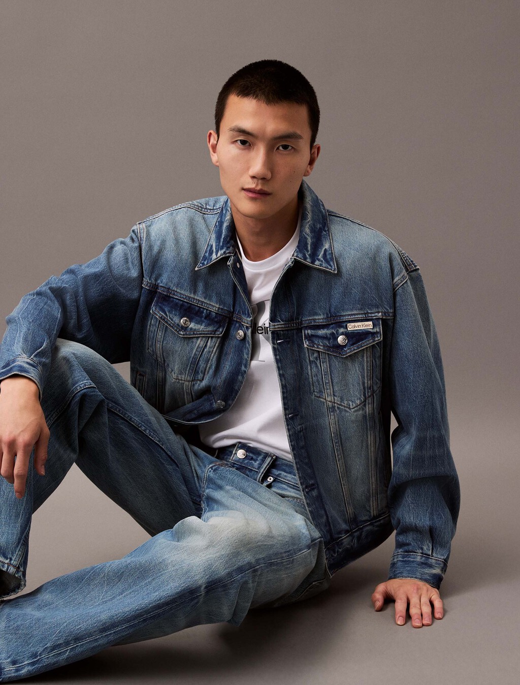 90s Denim Trucker Jacket, AURORA, hi-res