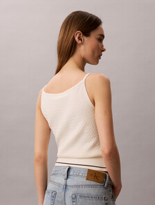 Slim Cable Knit Tank Top, Tofu, hi-res