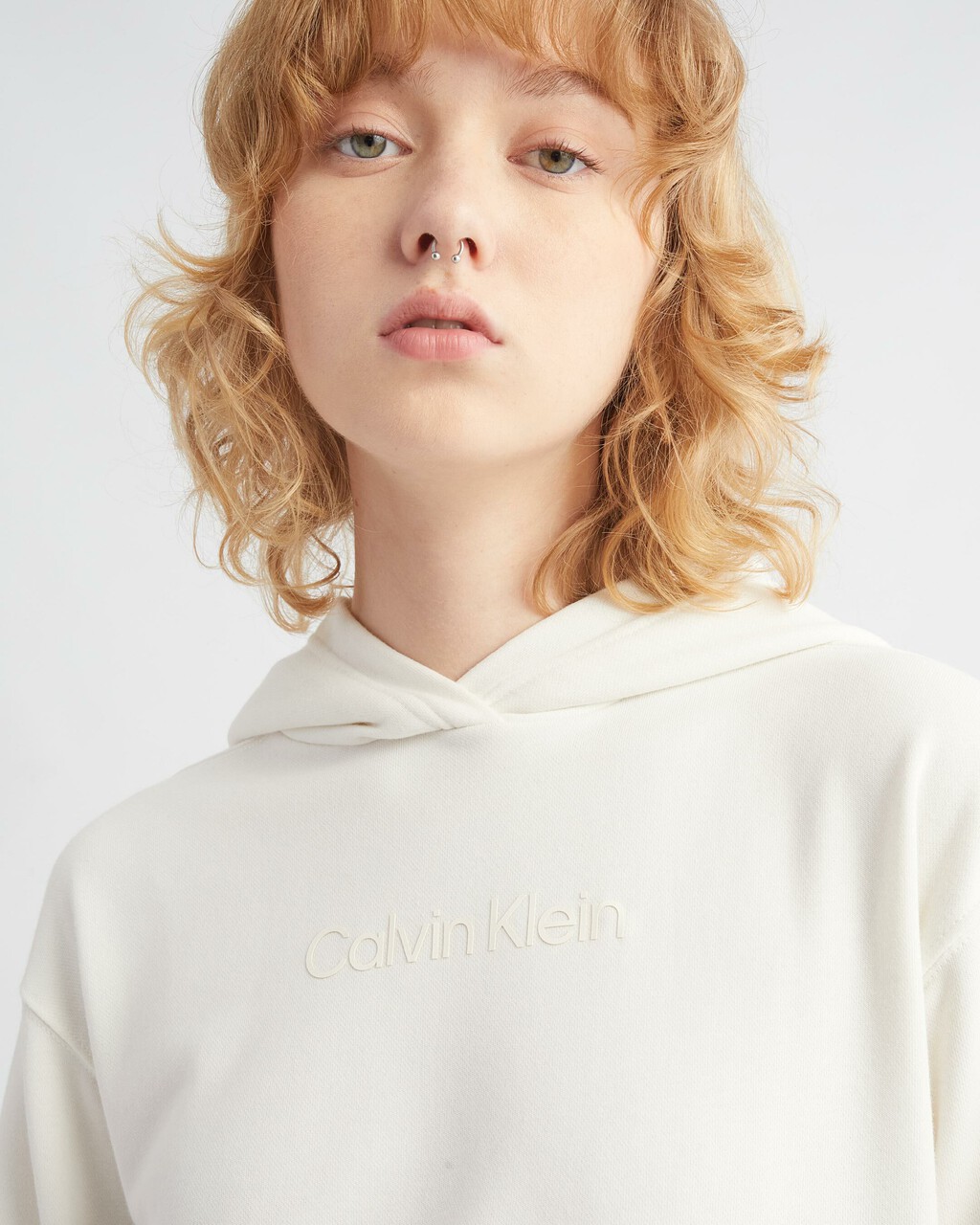 COTTON TERRY HOODIE, WHITE SUEDE, hi-res