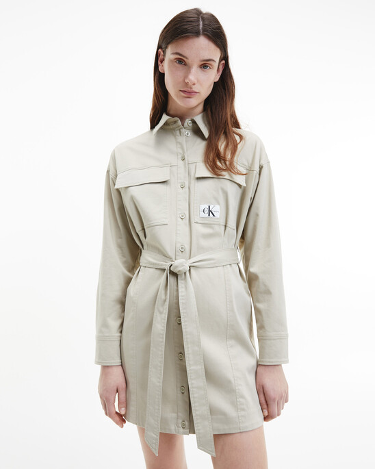 Badge Belted Shirt Dress