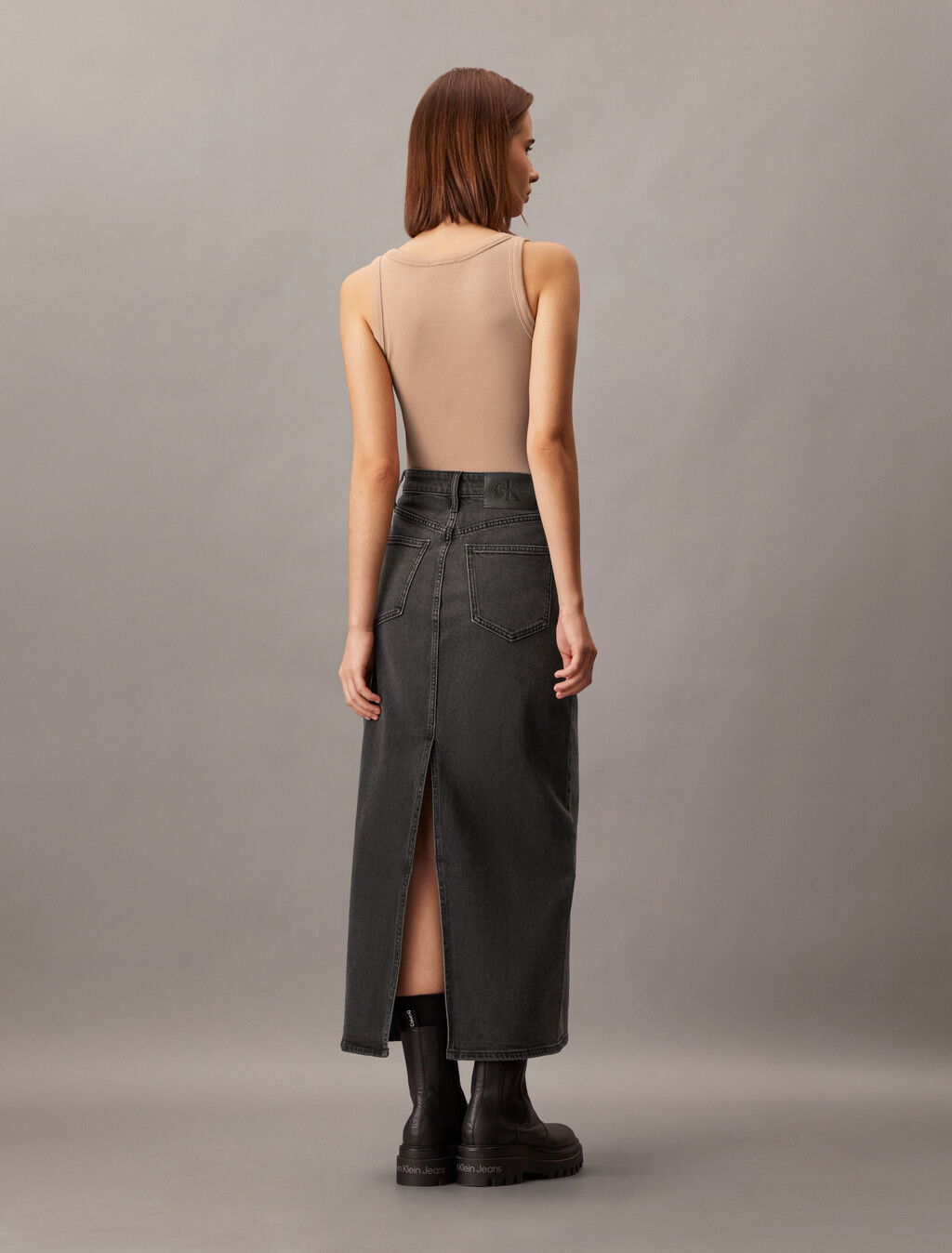 Maxi Denim Skirt, Denim Black, hi-res