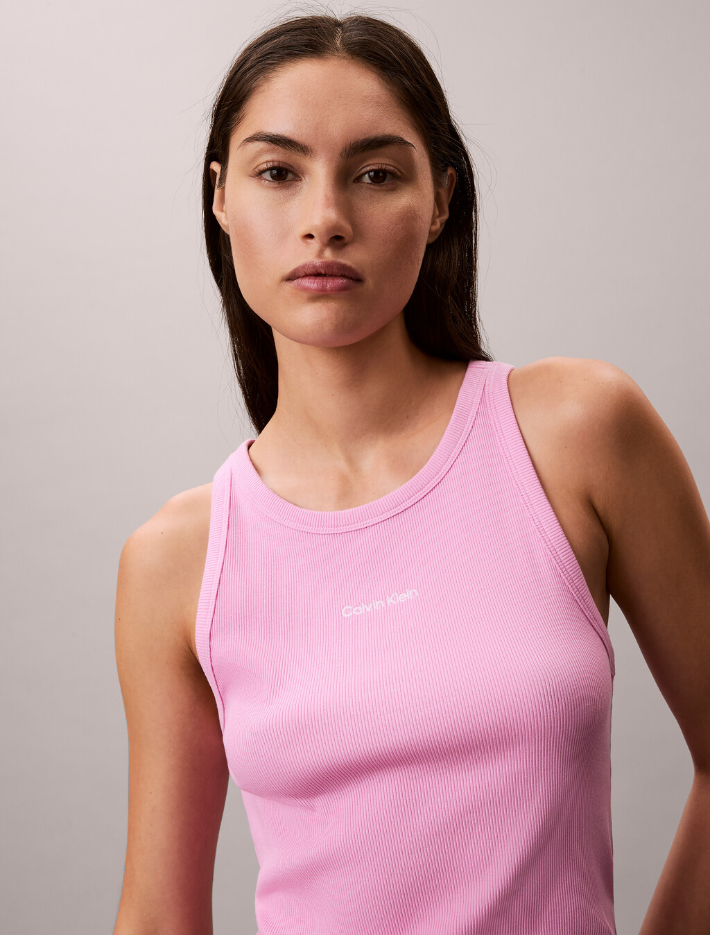 Tank Top - Cotton Stretch Rib, Pink Essence, hi-res
