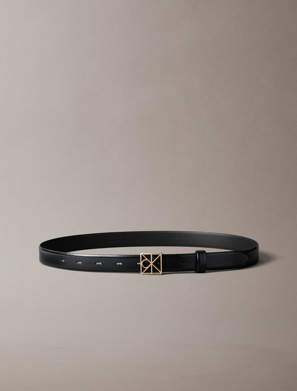 Full-Grain Leather Emblem Logo Belt, BLACK / ANTIQUE LIGHT GOLD, hi-res