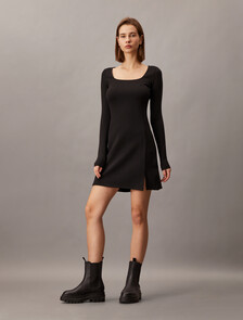 Fit And Flare Monogram Dress, Ck Black, hi-res