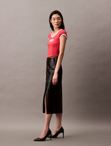 Leather Midi Skirt, Black, hi-res