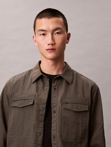 Relaxed Nylon Shirt Jacket, Beluga, hi-res
