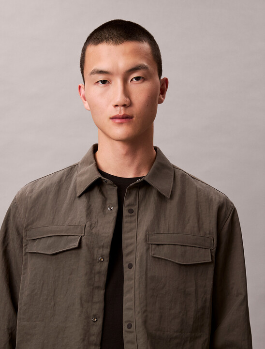 Relaxed Nylon Shirt Jacket
