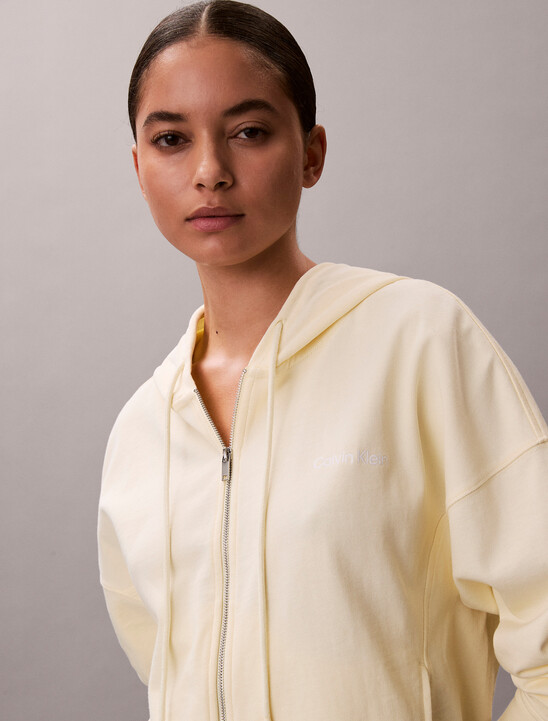 Logo Cotton Jersey Zip Thru Hoodie