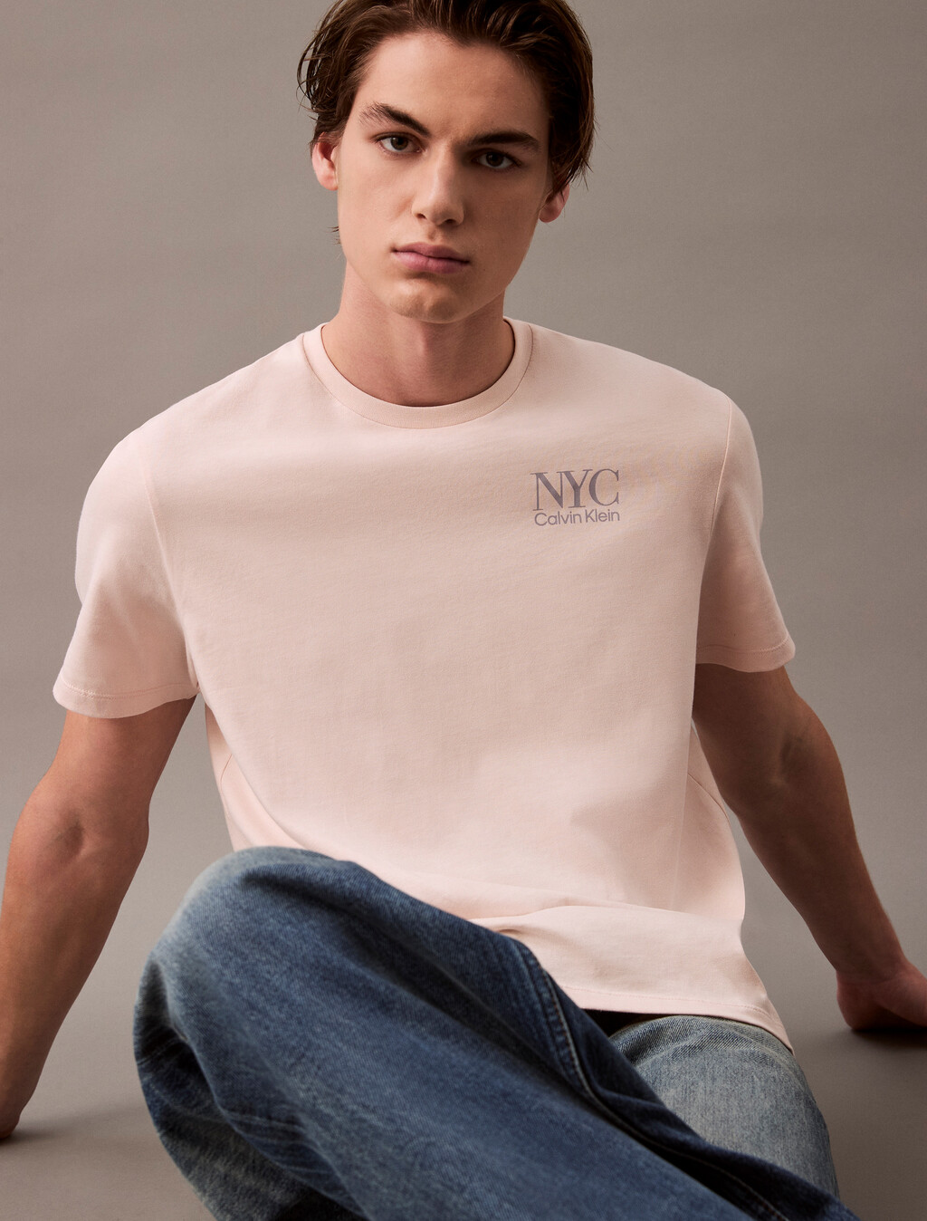 Embroidered NYC Back Tee, Silver Peony, hi-res