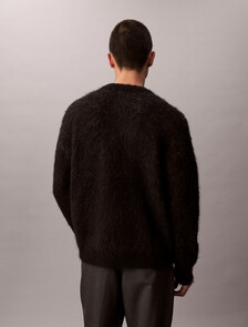 Brushed Alpaca Wool Blend Monogram Logo Sweater, Black, hi-res