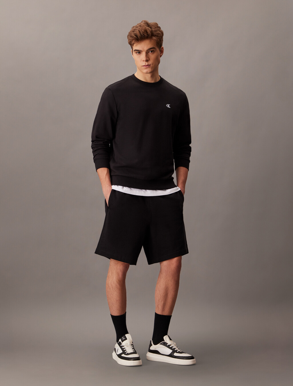 Terry Monogram Shorts, Black, hi-res