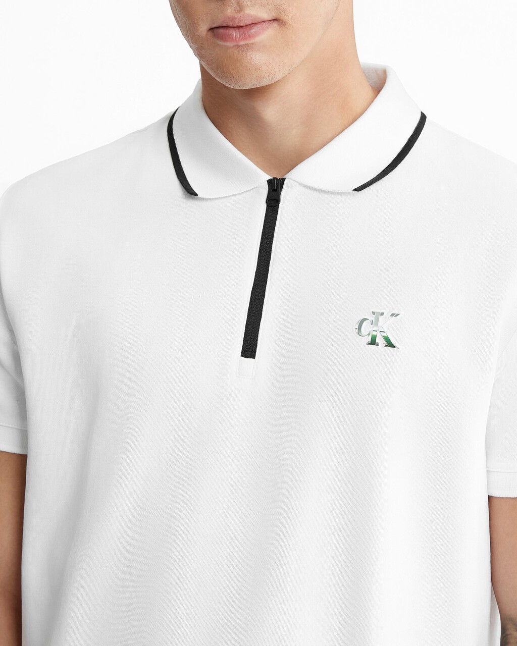 Premium Capsule Zip Polo, Bright White, hi-res