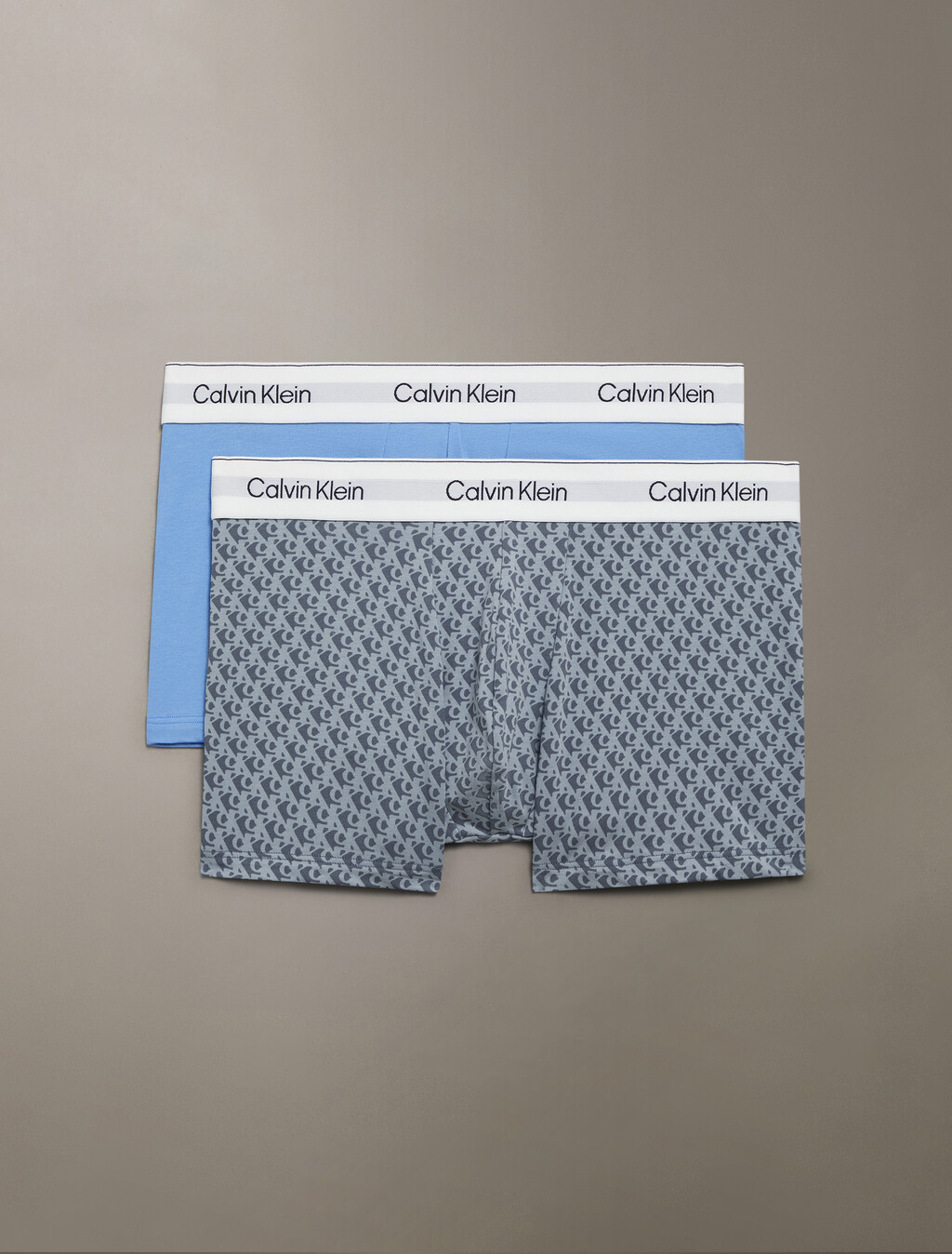 Icon Cotton Stretch Trunks 2 Pack, Glacier/ PLUSH MONOGRAM VINTAGE INDIGO, hi-res
