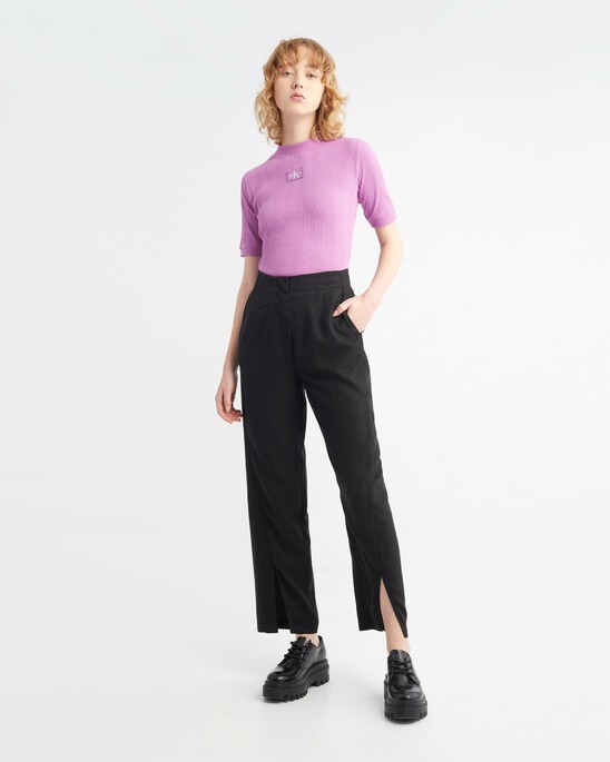 LOGO WAISTBAND TWILL STRAIGHT PANTS