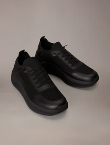 Mesh Chunky Runner Sock Trainers, Triple Black, hi-res