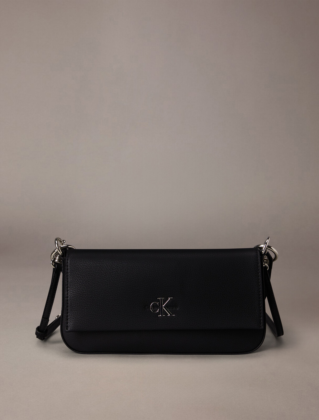 Minimal Monogram Flap Shoulder Bag, Black, hi-res