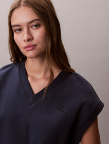 Monogram V Neck Cotton Terry Vest, Blue Nights, hi-res