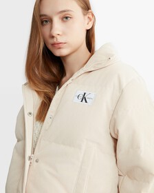 Corduroy Cropped Puffer Jacket, Putty Beige, hi-res