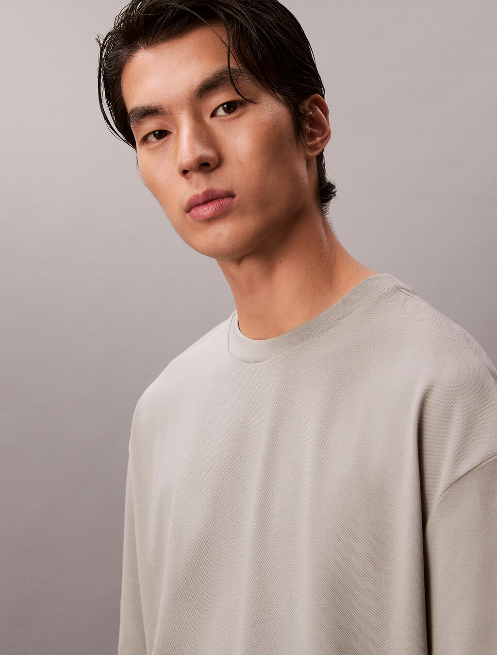 Embossed Monogram Cooling Pique Relaxed Tee, Shadow, hi-res