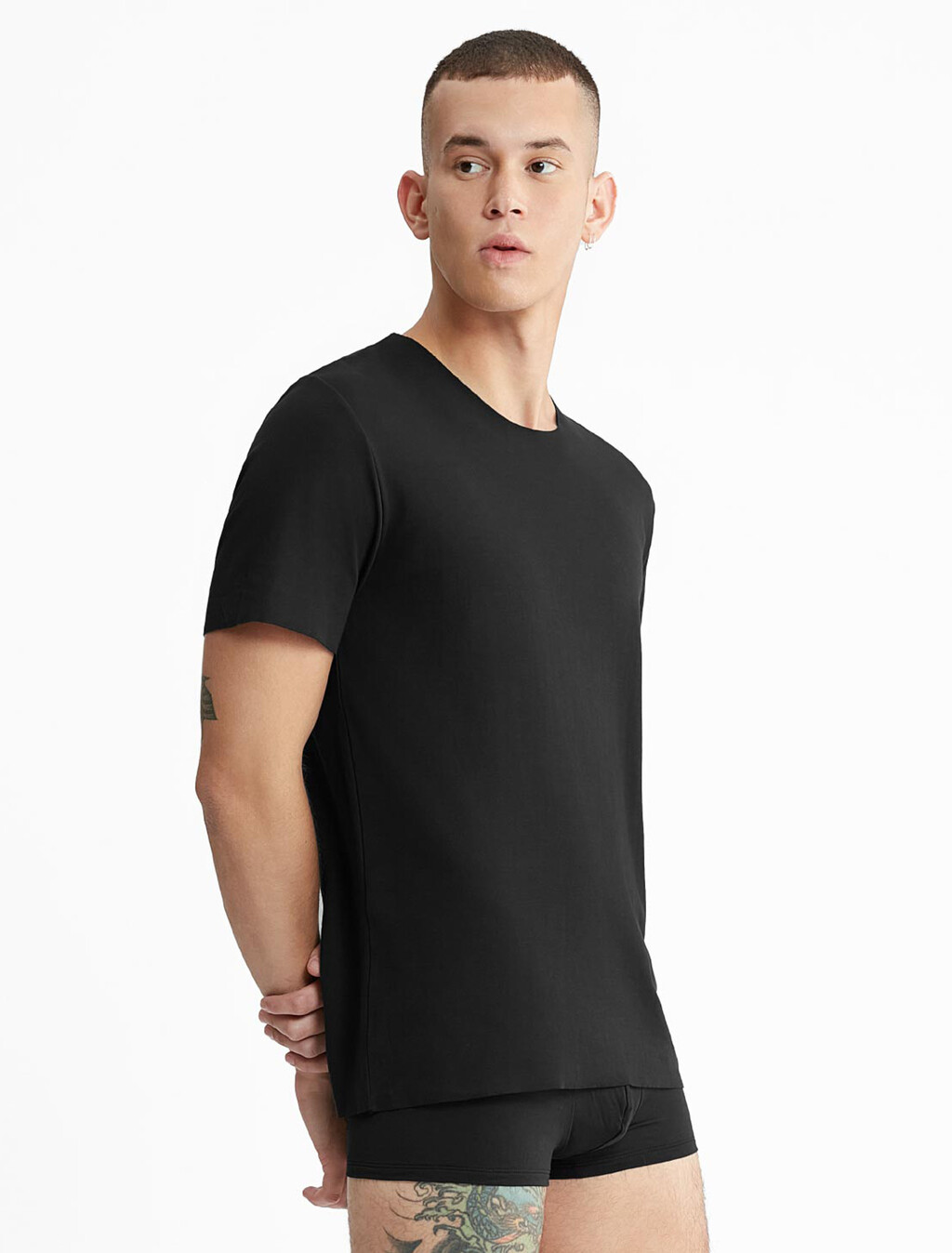 CK Black Crew Neck T-Shirt, Black, hi-res