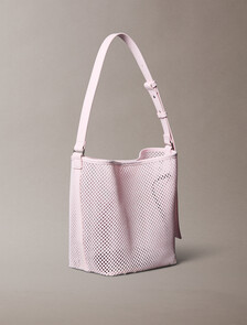 Mesh Emblem Logo Bucket Bag with Pouch, Cradle Pink, hi-res