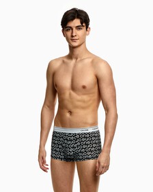 CK ONE PRINT MICRO LOW RISE TRUNKS, Paper Logo Print+Light Sky Blue, hi-res