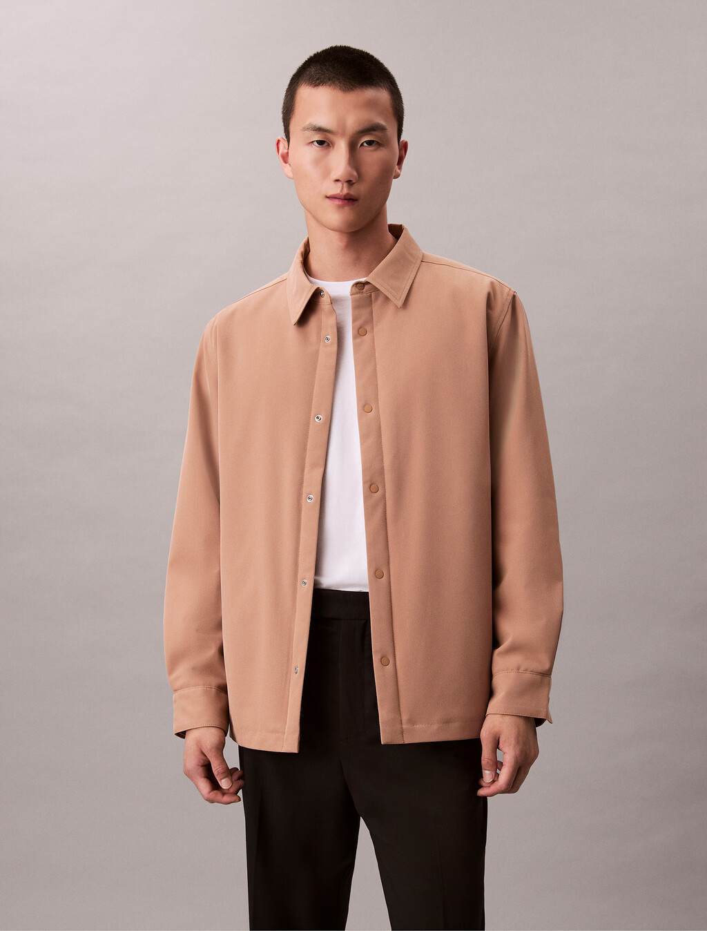 Solid Twill Shirt Jacket, Stonehenge, hi-res