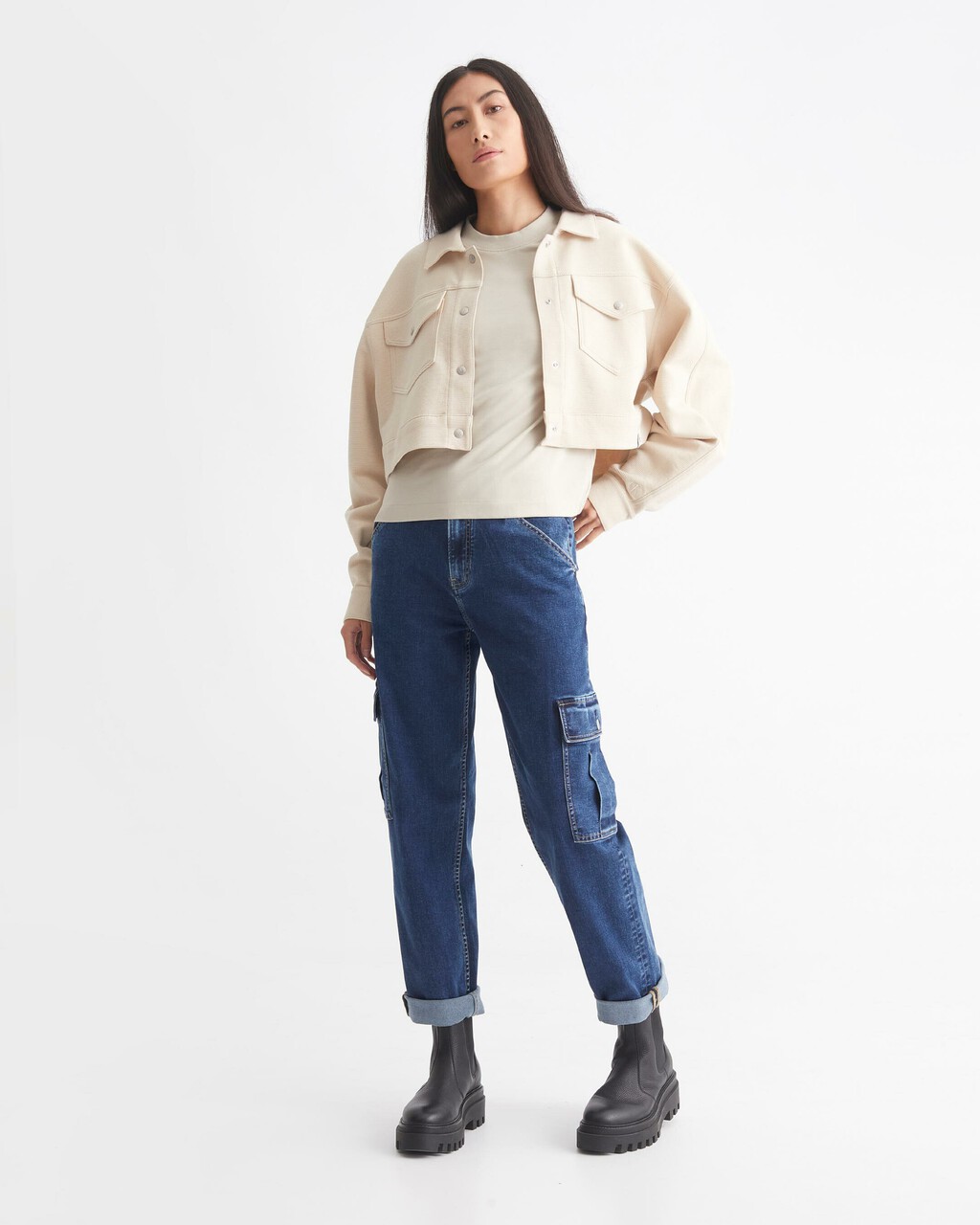 37.5 90S STRAIGHT CARGO JEANS, Dark Blue Cargo Pkt, hi-res