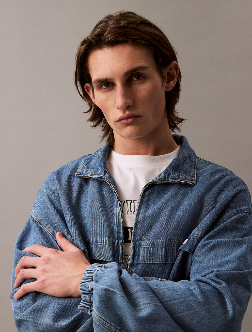 Denim Windbreaker, BLUE RETROGRADE, hi-res