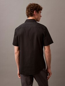 Stretch Cotton Slim Shirt, Black, hi-res