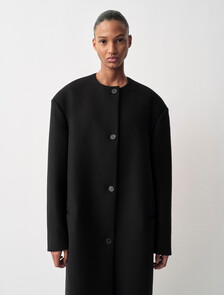 Cora Collarless Coat, Black, hi-res