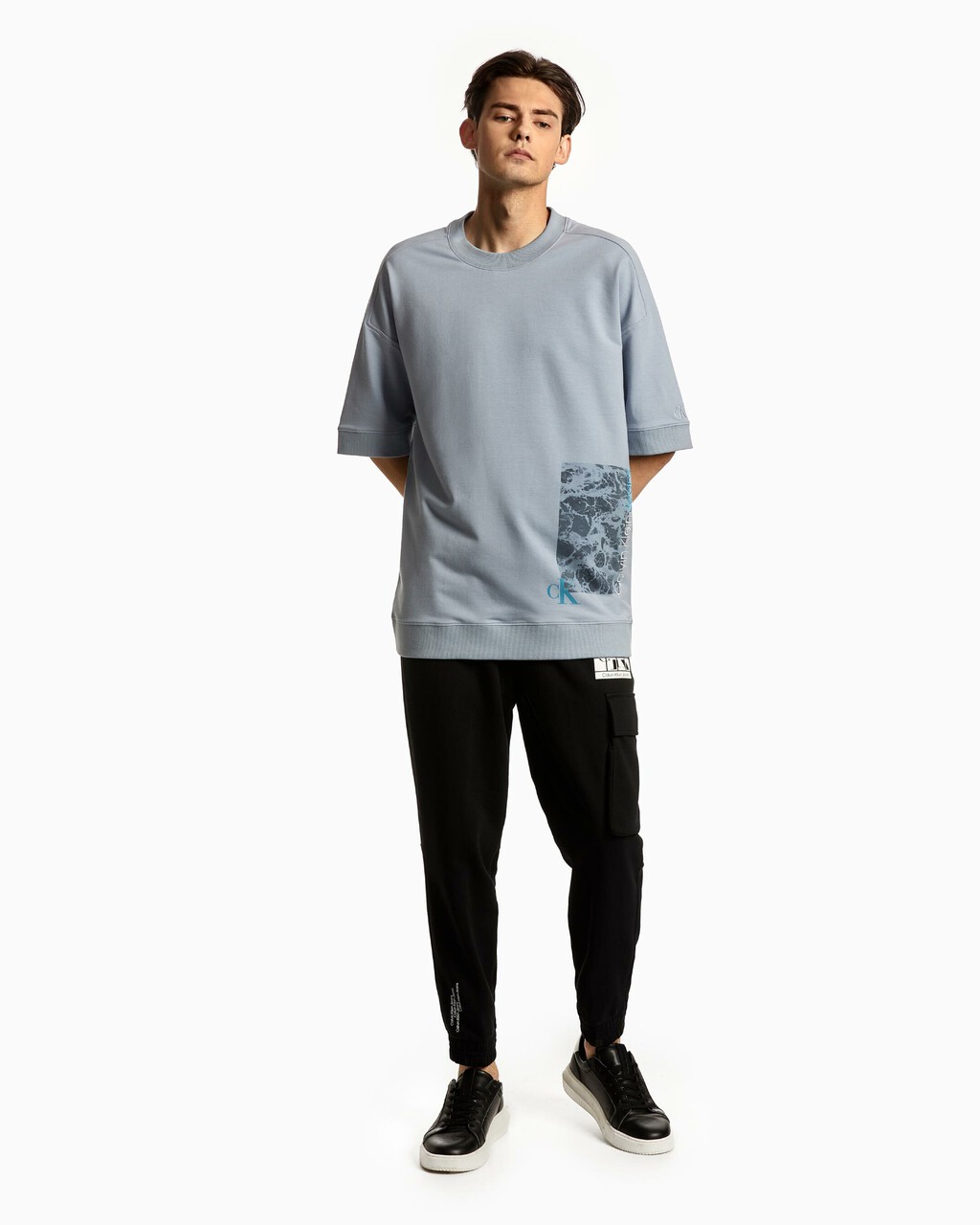 UNISEX INFINITE COOL WAVE PRINT SHORT SLEEVE SWEATSHIRT, SILVER SKY, hi-res
