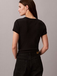 Slim Ribbed Cotton Logo T-shirt, Black, hi-res