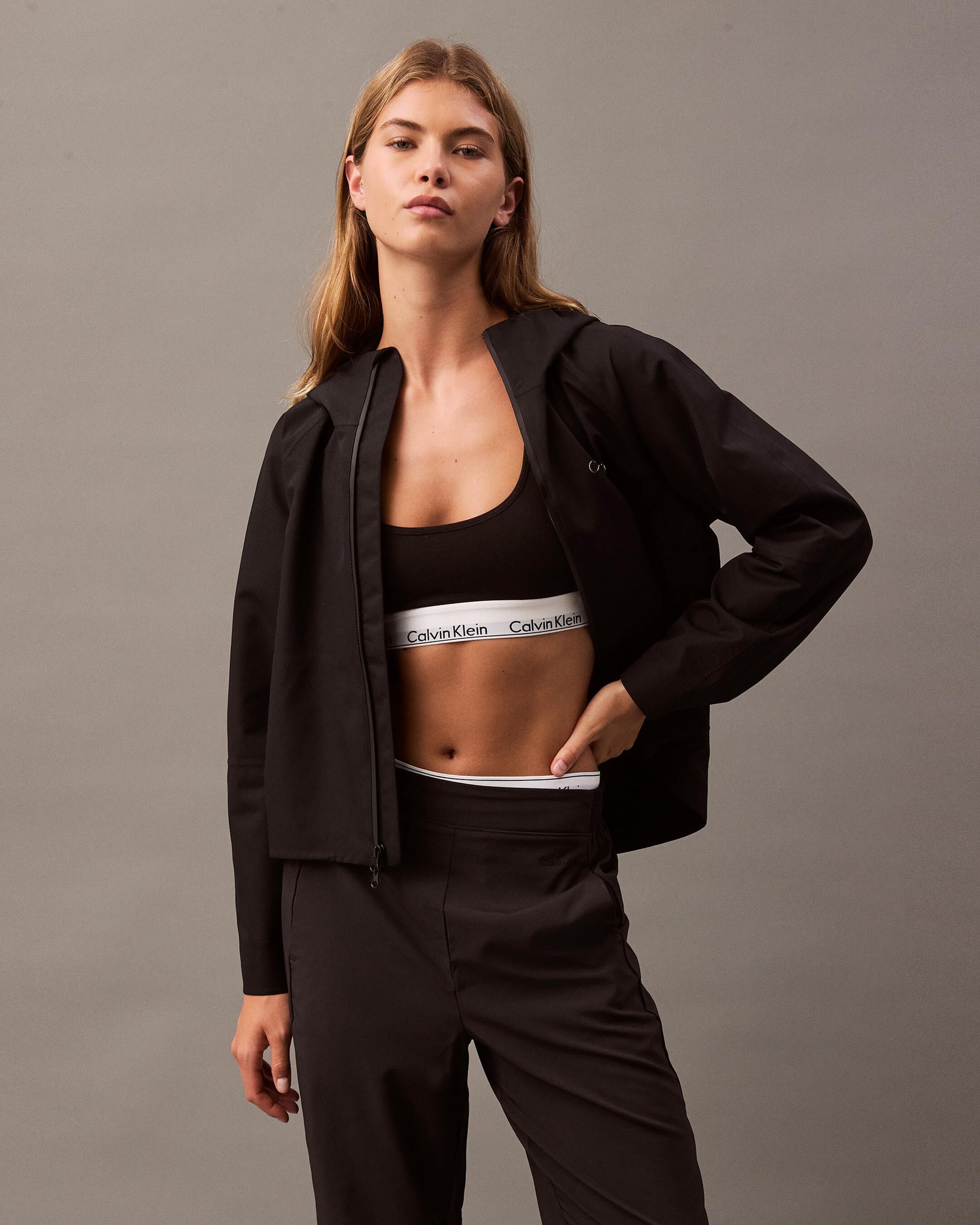 Calvin klein black rain jacket hotsell
