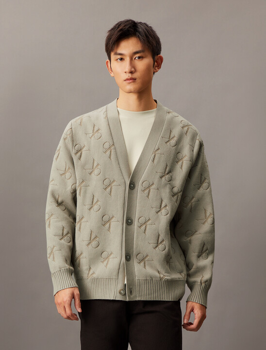 Embossed Monogram Relaxed Cardigan
