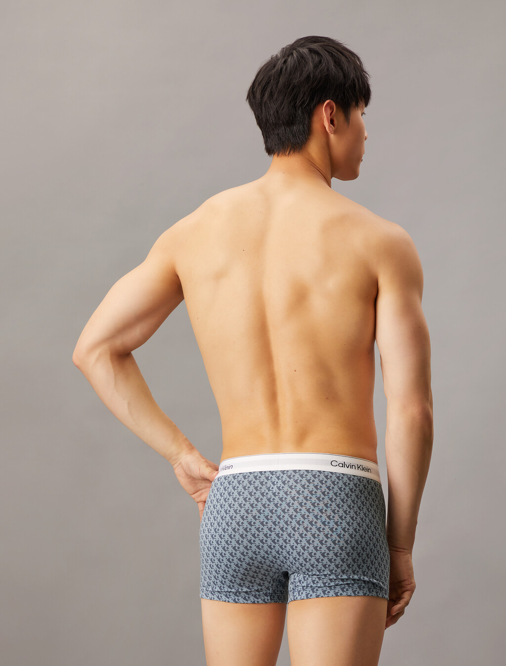 Icon Cotton Stretch Trunks 2 Pack, Glacier/ PLUSH MONOGRAM VINTAGE INDIGO, hi-res