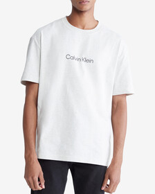 Calvin Logo Crew Neck Tee, Light Grey Heather, hi-res