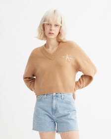 ARCHIVE NETURALS V NECK PULLOVER SWEATER, Travertine, hi-res