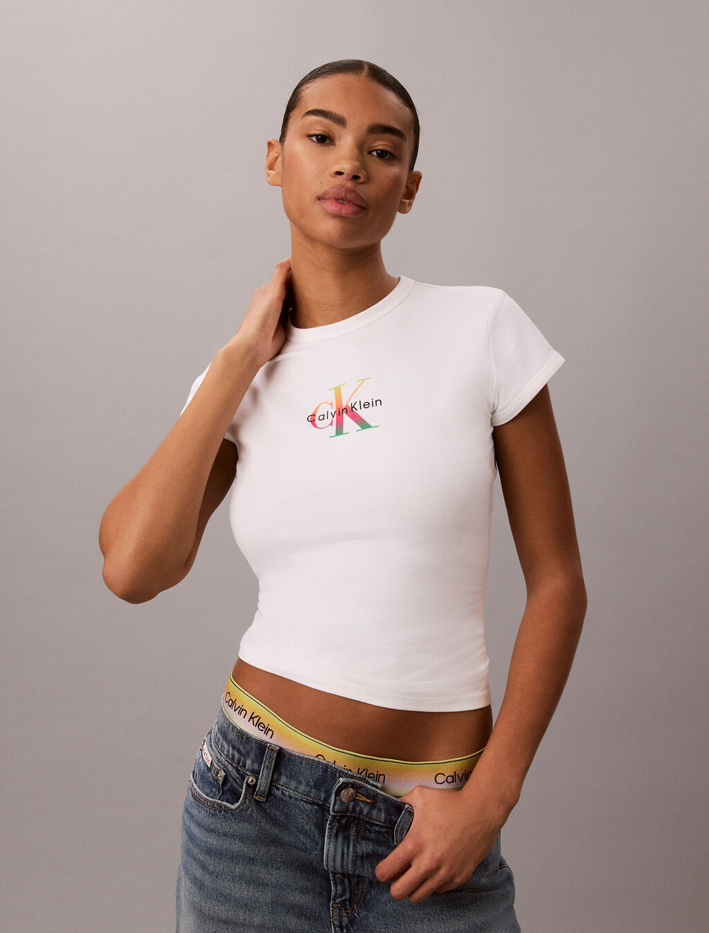 Slim Monogram T-shirt - Pride, Bright White, hi-res