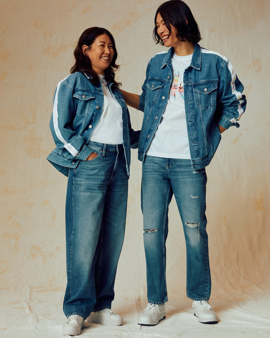 PRIDE LOGO TAPE DENIM TRUCKER JACKET, Denim Medium, hi-res
