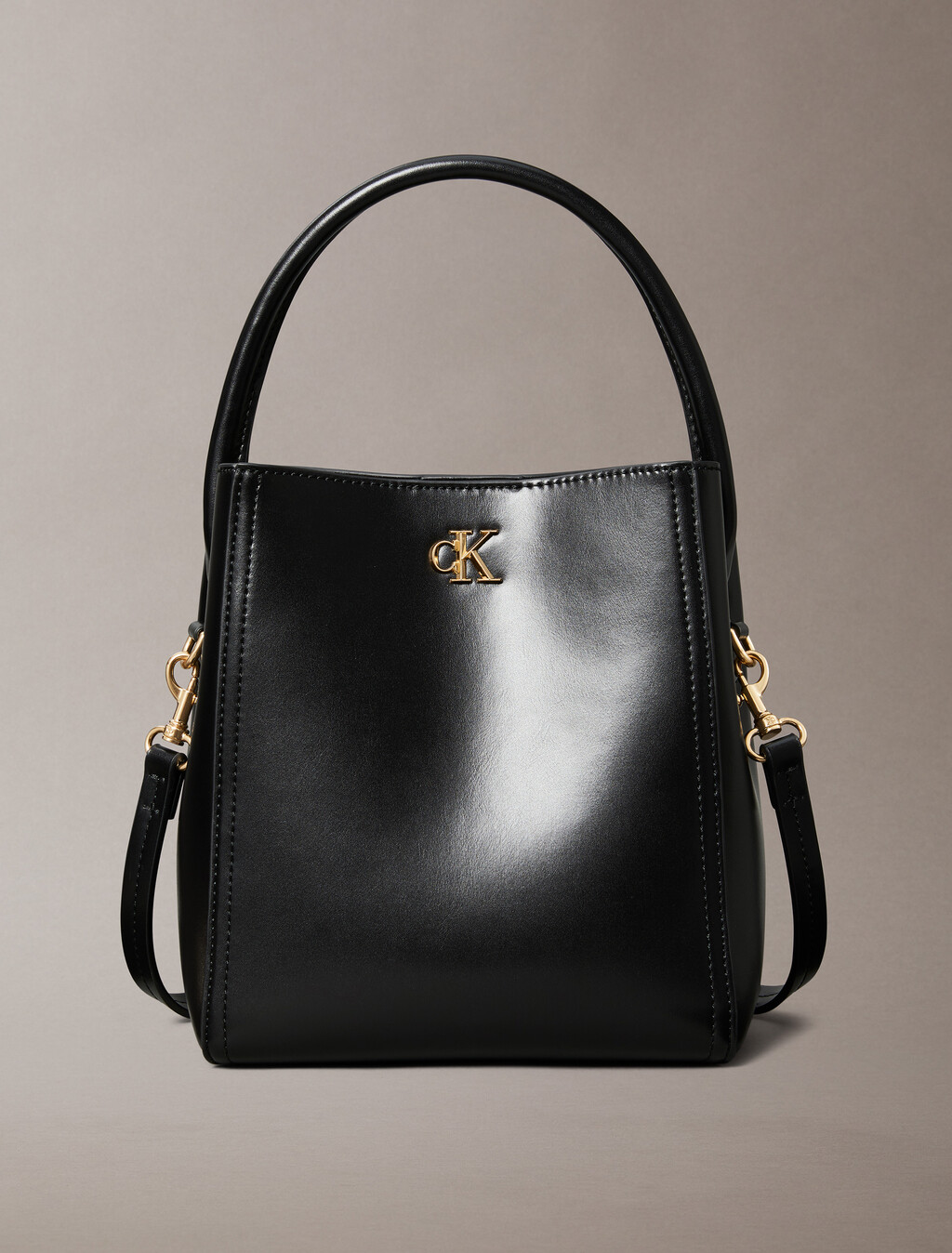 Monogram Logo Hardware Bucket Bag, BLACK / CK LIGHT GOLD, hi-res